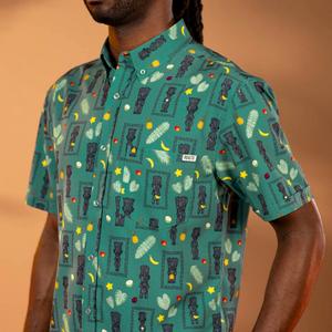 RSVLTS Life & Land KUNUFLEX Short Sleeve Shirt in Green — front view