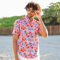 RSVLTS Back to the Fuchsia KUNUFLEX Short Sleeve Shirt in Red — detail 3