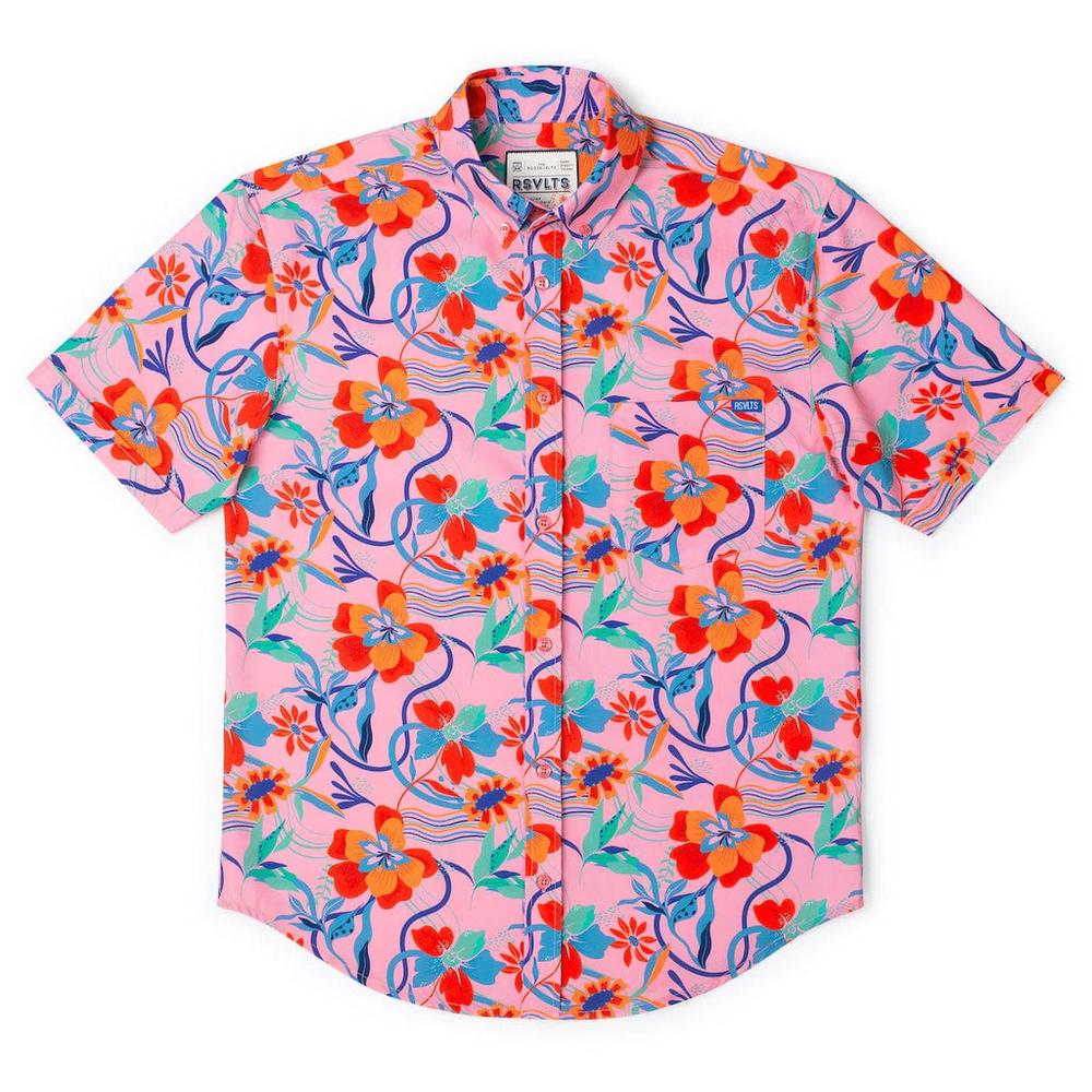 RSVLTS Back to the Fuchsia KUNUFLEX Short Sleeve Shirt in Red — detail 5