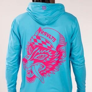 RSVLTS Riot Wolf Performance Hoodie in Blue — front view