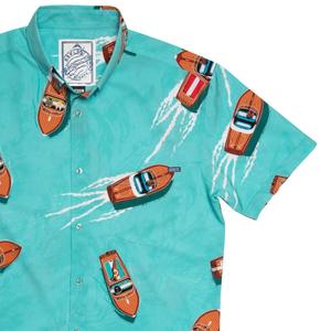 RSVLTS The Getaway KUNUFLEX Short Sleeve Shirt in Blue — front view