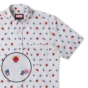 RSVLTS Red Fightin' Blue KUNUFLEX Short Sleeve Shirt in White — front view