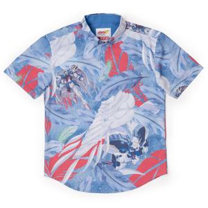RSVLTS Endless Waltz KUNUFLEX Short Sleeve Shirt in Blue — front view