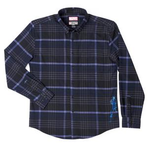 RSVLTS Black Panther BorlandFlex Long Sleeve Flannel in Purple — front view