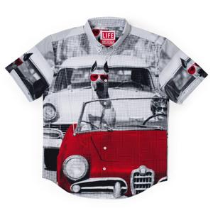 RSVLTS Doggone Cruisin KUNUFLEX Short Sleeve Shirt in Gray — front view