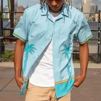 RSVLTS The Uncle Tito Camp Collar KUNUFLEX Short Sleeve Shirt in Blue — detail 13