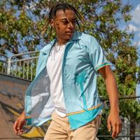 RSVLTS The Uncle Tito Camp Collar KUNUFLEX Short Sleeve Shirt in Blue — detail 12