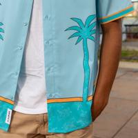 RSVLTS The Uncle Tito Camp Collar KUNUFLEX Short Sleeve Shirt in Blue — detail 14