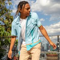 RSVLTS The Uncle Tito Camp Collar KUNUFLEX Short Sleeve Shirt in Blue — detail 9