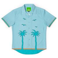 RSVLTS The Uncle Tito Camp Collar KUNUFLEX Short Sleeve Shirt in Blue — detail 8
