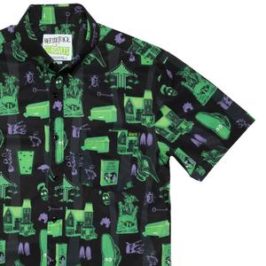 RSVLTS Haunting of Maitland Manor KUNUFLEX Short Sleeve Shirt in Black — front view