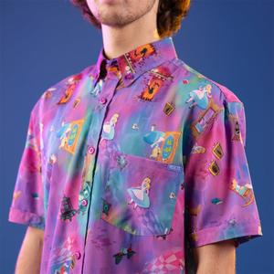 RSVLTS Down the Rabbit Hole KUNUFLEX Short Sleeve Shirt in Pink — front view