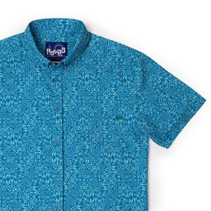 RSVLTS Vaya Con Dios KUNUFLEX Short Sleeve Shirt in Blue — front view