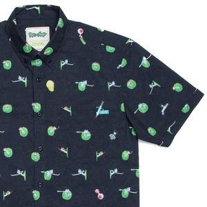 RSVLTS The Portal KUNUFLEX Short Sleeve Shirt in Black — front view