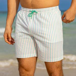 RSVLTS Easy Does It Stretch Seersucker Hybrid Shorts in White — front view