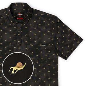 RSVLTS It’s Tsumura! KUNUFLEX Short Sleeve Shirt in Black — front view