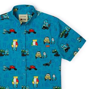 RSVLTS Pit Stop KUNUFLEX Short Sleeve Shirt in Blue — front view