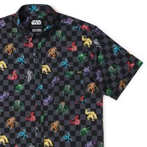 RSVLTS Holochess KUNUFLEX Short Sleeve Shirt in Black — front view