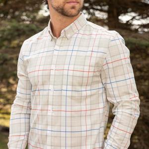RSVLTS Flanley Tucci BorlandFlex Long Sleeve Flannel (2024 Fit) in Neutral — front view