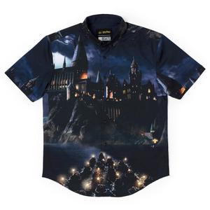 RSVLTS Welcome to Hogwarts KUNUFLEX Short Sleeve Shirt in Black — front view