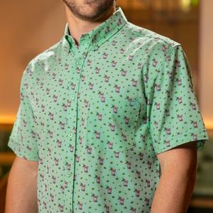 RSVLTS Classic Refresh-Mint KUNUFLEX Short Sleeve Shirt in Green — front view