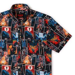 RSVLTS The Art of Four KUNUFLEX Short Sleeve Shirt in Black — front view