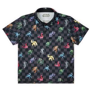 RSVLTS Holochess Youth All-Day Polo in Black — front view