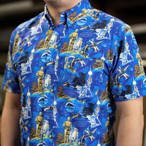 RSVLTS Luke Sleepwalker KUNUFLEX Short Sleeve Shirt in Blue — front view