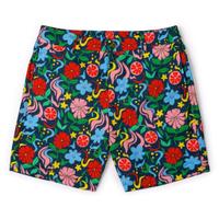 RSVLTS Groovy Garden Bamboo Resort Shorts in Multicolor — front view