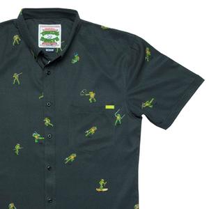 RSVLTS Choose Your Turtle (At Night) KUNUFLEX Short Sleeve Shirt in Green — front view