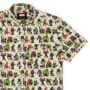 RSVLTS Never Meat Your Heroes KUNUFLEX Short Sleeve Shirt in Green — front view