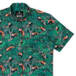 RSVLTS Red Panda-monium KUNUFLEX Short Sleeve Shirt in Green — front view