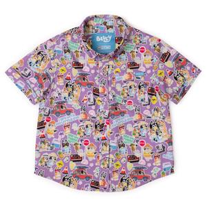 RSVLTS Let's Motor Preschool KUNUFLEX Short Sleeve Shirt in Purple — front view