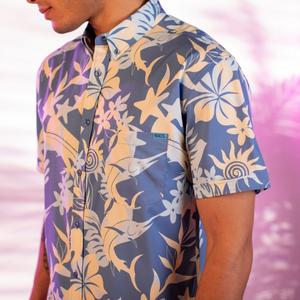 RSVLTS You’ve Got Sail KUNUFLEX Short Sleeve Shirt in Blue — front view