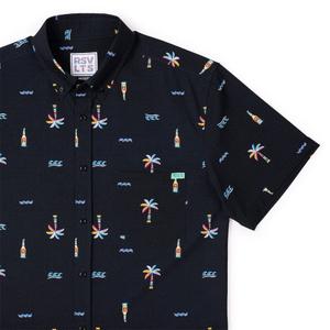 RSVLTS Cabana Nights KUNUFLEX Short Sleeve Shirt in Black — front view