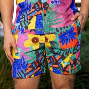 RSVLTS Max Floral Bamboo Resort Shorts in Multicolor — front view
