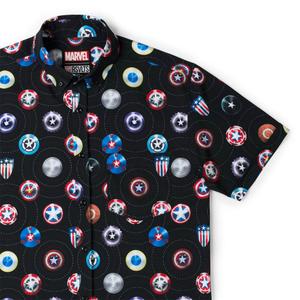 RSVLTS Wield the Shield KUNUFLEX Short Sleeve Shirt in Black — front view