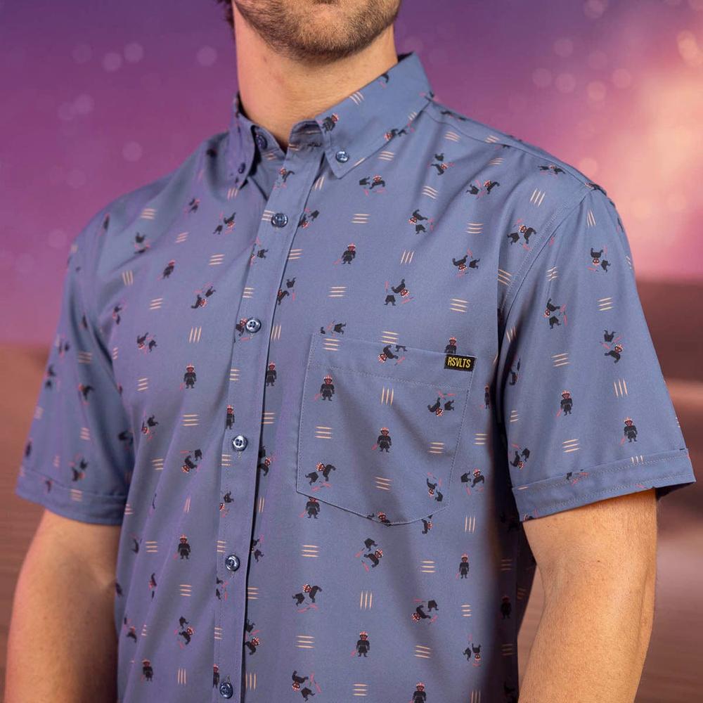 RSVLTS Darth Maul’d KUNUFLEX Short Sleeve Shirt in Gray — detail 2