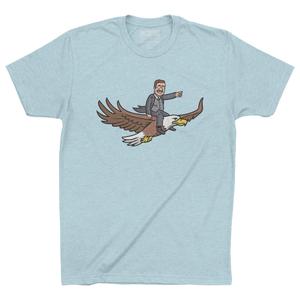 RSVLTS Teddy Riding Eagle Crewneck Tee in Blue — front view