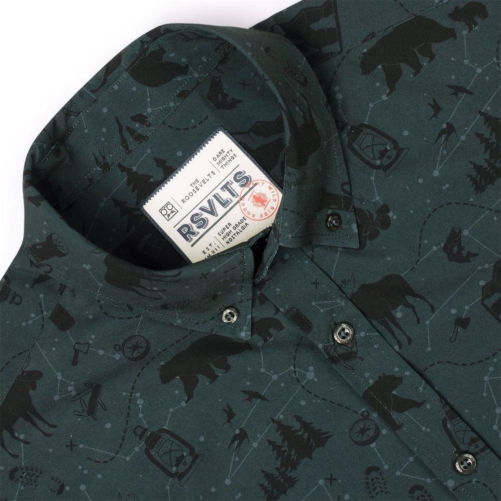 RSVLTS The Great Out (of Office) Doors KUNUFLEX Short Sleeve Shirt in Gray — detail 4