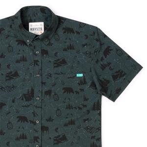 RSVLTS The Great Out (of Office) Doors KUNUFLEX Short Sleeve Shirt in Gray — front view