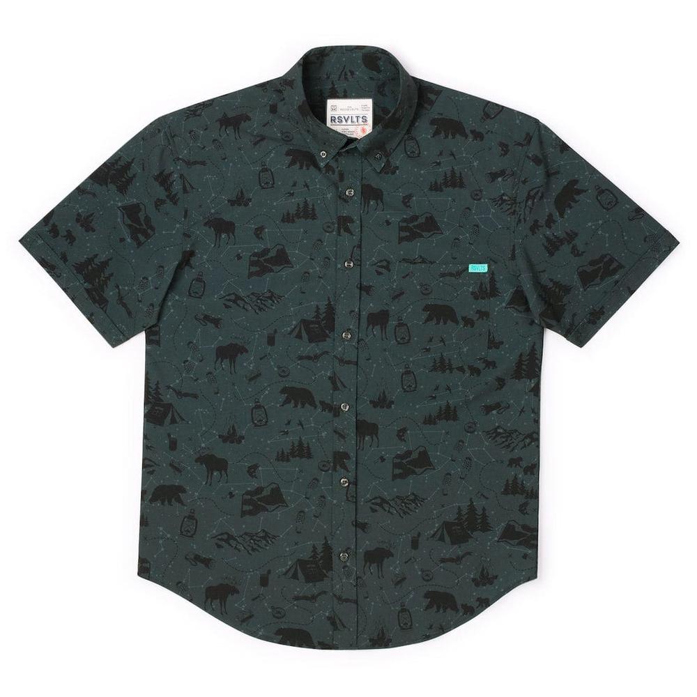 RSVLTS The Great Out (of Office) Doors KUNUFLEX Short Sleeve Shirt in Gray — detail 3