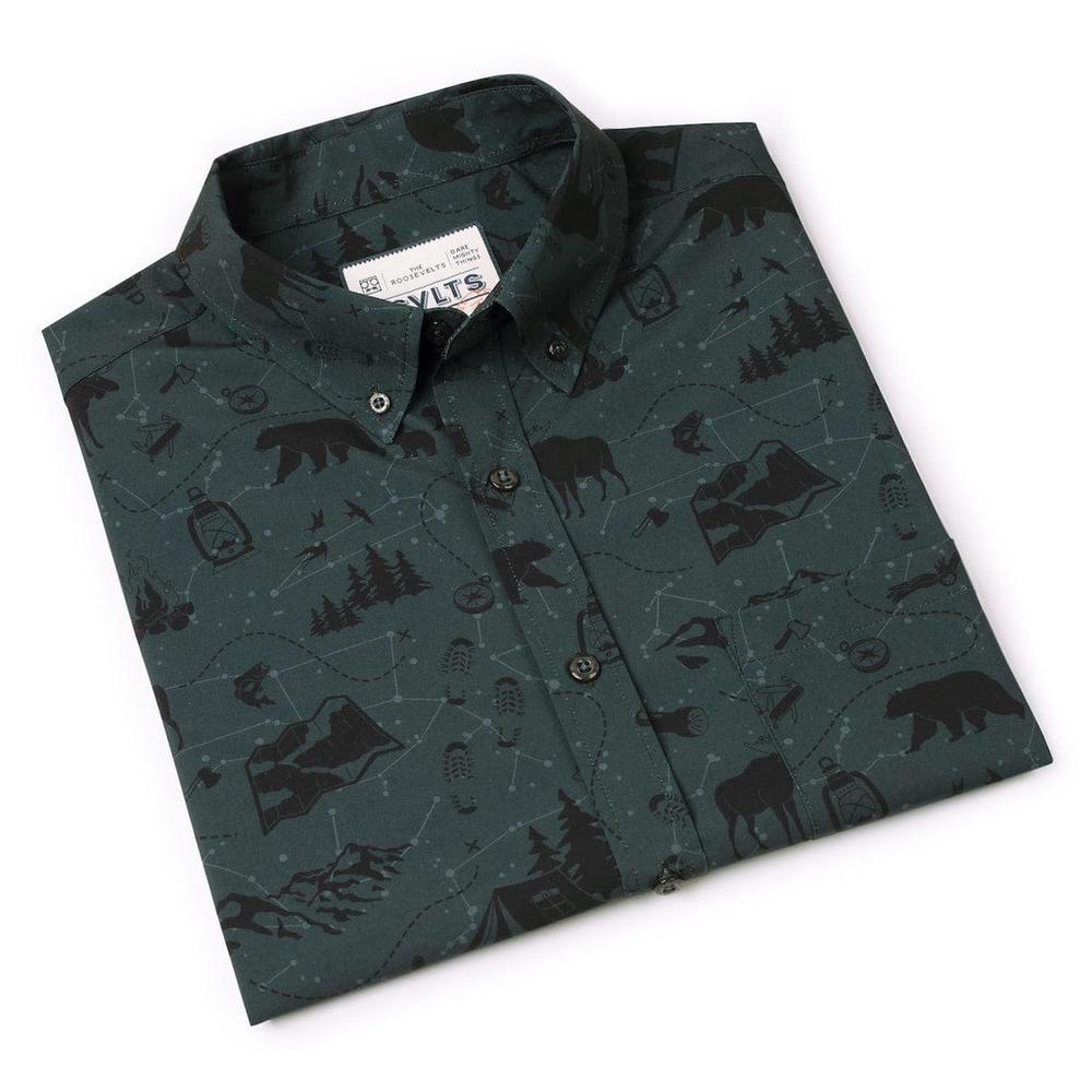 RSVLTS The Great Out (of Office) Doors KUNUFLEX Short Sleeve Shirt in Gray — detail 6
