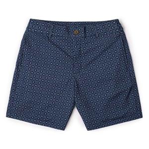 RSVLTS 'Roccan Tiles Bamboo Resort Shorts in Blue — front view