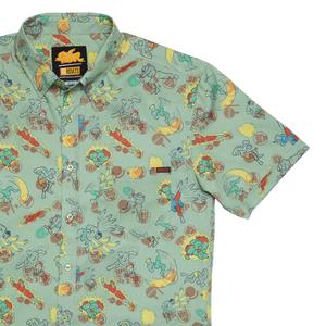 RSVLTS Super Combos KUNUFLEX Short Sleeve Shirt in Green — front view