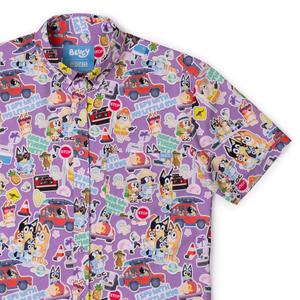 RSVLTS Let's Motor KUNUFLEX Short Sleeve Shirt in Purple — front view