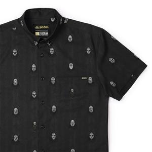 RSVLTS Morsmordre KUNUFLEX Short Sleeve Shirt in Black — front view