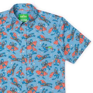 RSVLTS Super Grover KUNUFLEX Short Sleeve Shirt in Blue — front view