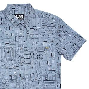 RSVLTS That’s No Moon KUNUFLEX Short Sleeve Shirt in Gray — front view