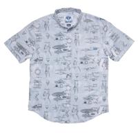 RSVLTS The Great Book of Sharks KUNUFLEX Short Sleeve Shirt in Gray — detail 2